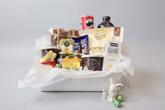 Assorted Easter food items in a hamper Flowers Rediscovered