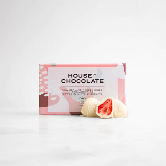 House of Chocolate Freeze Dried Strawberries in White Chocolate